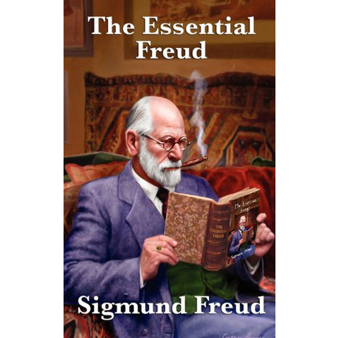 The book cover I painted for "The Essential Freud" from Wilder Publications. It was fun to research the details of Freud's original office in Vienna to get information about the carpets, his famous couch, the pillows on that couch and even the art on his walls, just seen at the edge of the cover. As I was finishing the painting, I almost neglected to research and include his wedding ring which had a large, dark green stone, and was worn on the fourth finger of his right hand, as was a Central and Eastern European Jewish custom. A fun painting to do. I liked playing with the "picture-within-a-picture" idea.